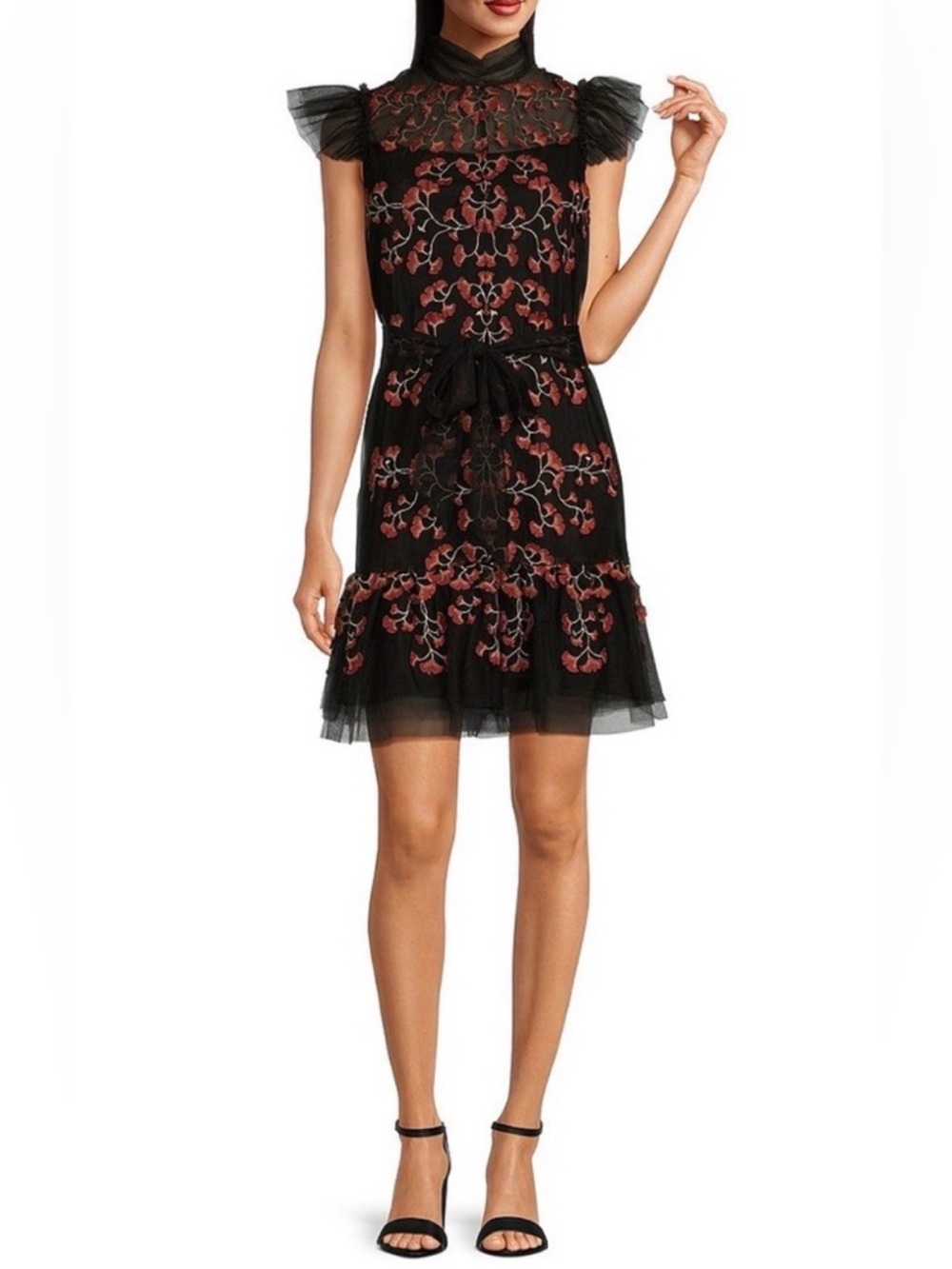 Alex Marie Mock Sheer Illusion Leisl Embroidered Dress 12 Large‎ NWT